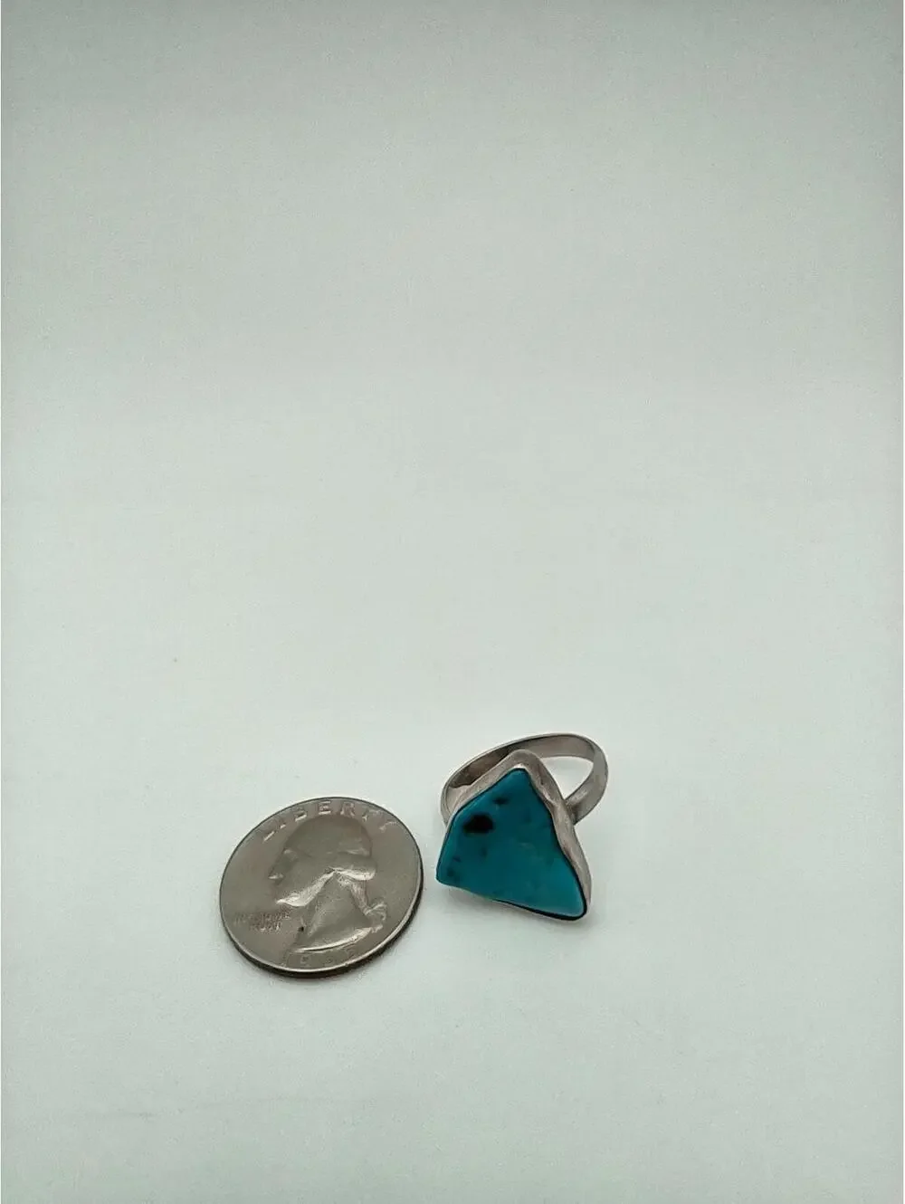 Sterling Silver Turquoise Ring Natural Stone Size 8